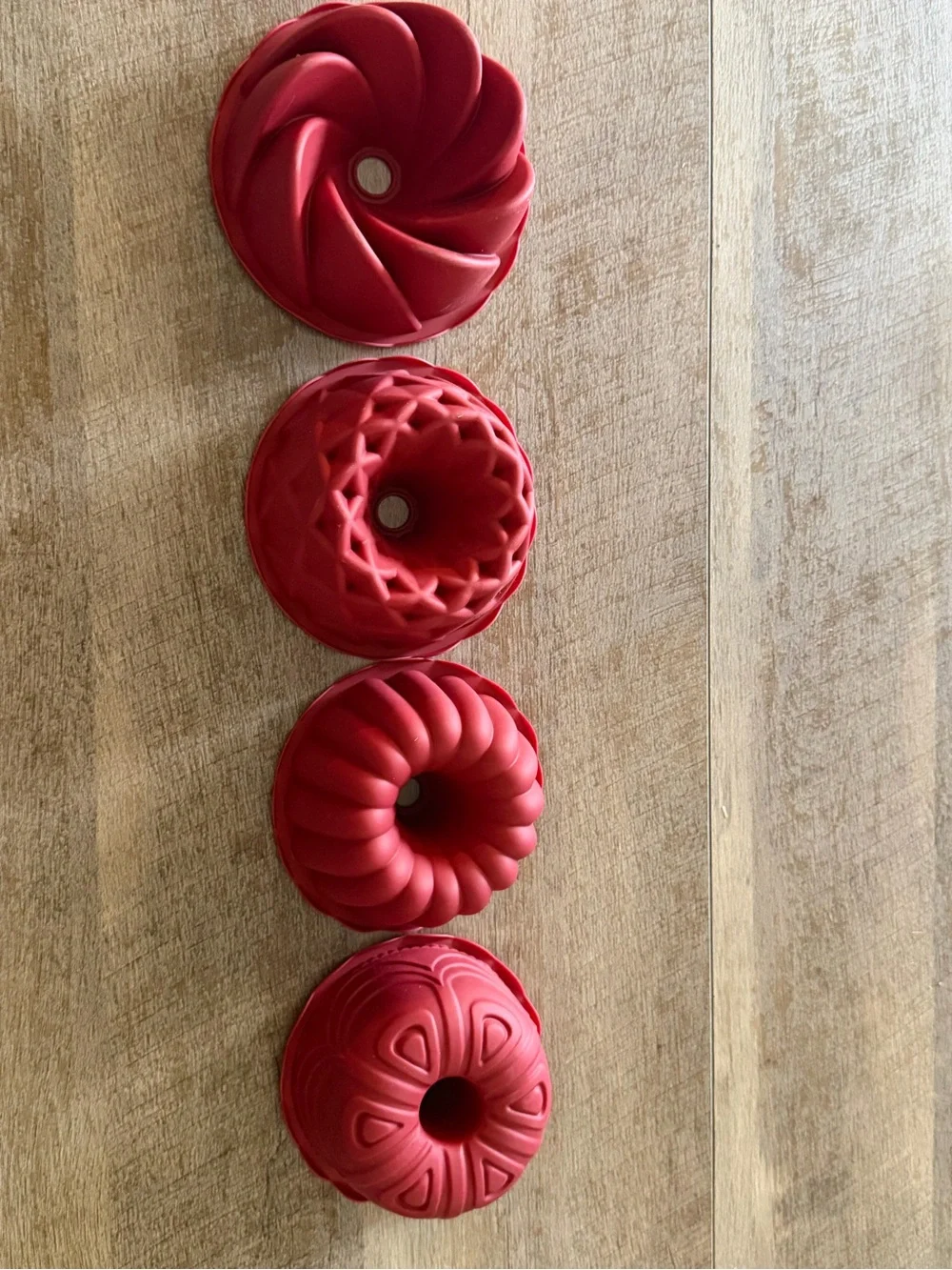 Set of 4 Red Silicone Bundt Cake Molds